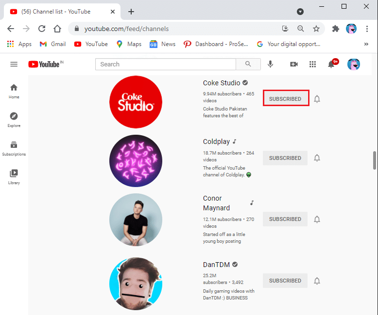 Click on the grey SUBSCRIBED button