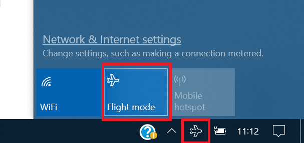 Click on the icon next to the Flight Mode to disable it