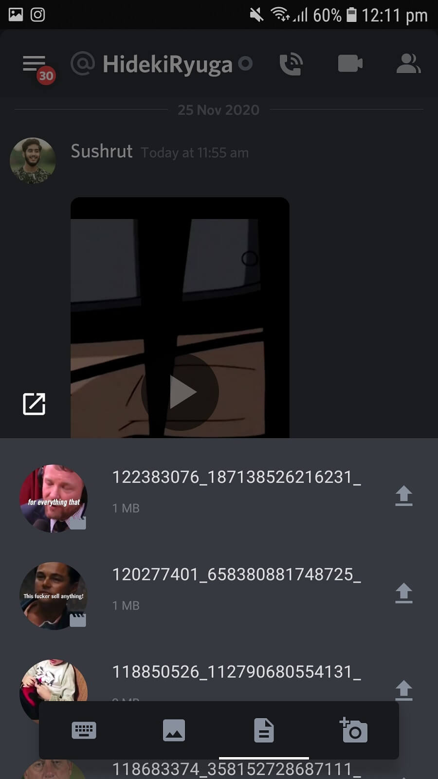 Click on the image icon to upload a pre-recorded video | Download Videos from Discord