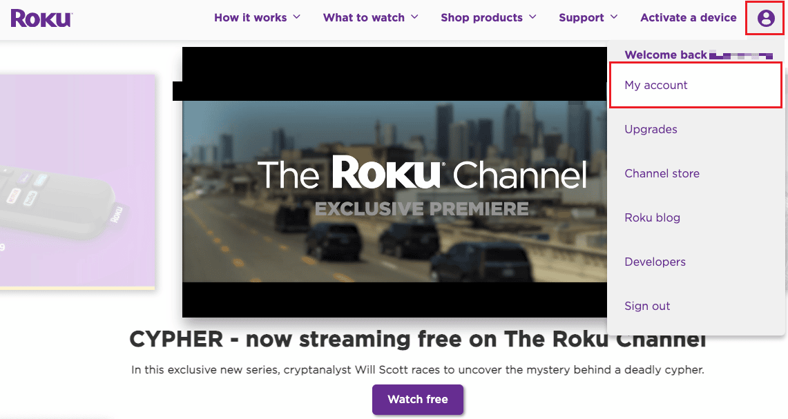 Click on the profile icon - My account | How Can You Log into Hulu on Roku | access your Hulu account on your Roku TV