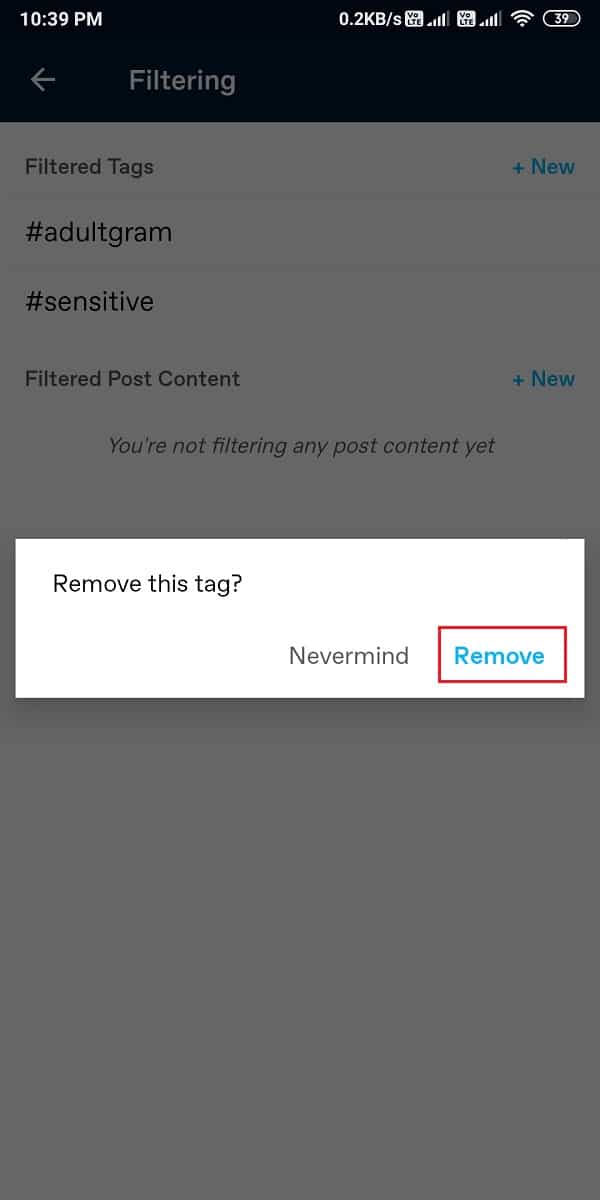 Click on the tag and select remove