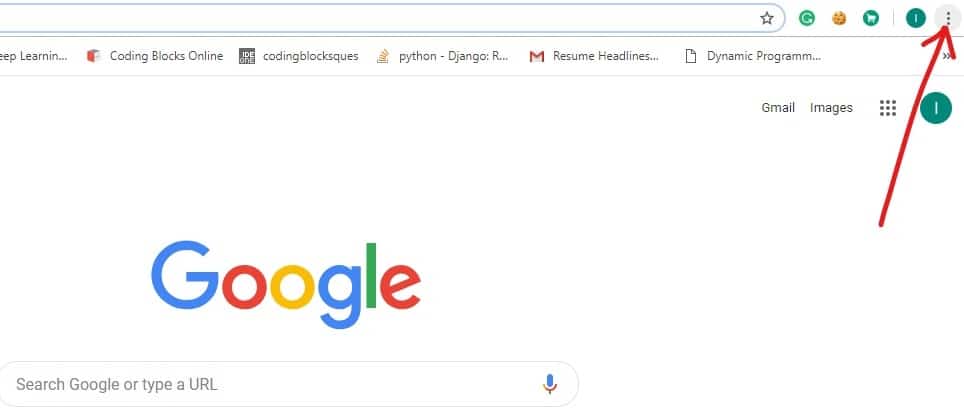 Click on the three-dot icon available at the top right corner on web browser