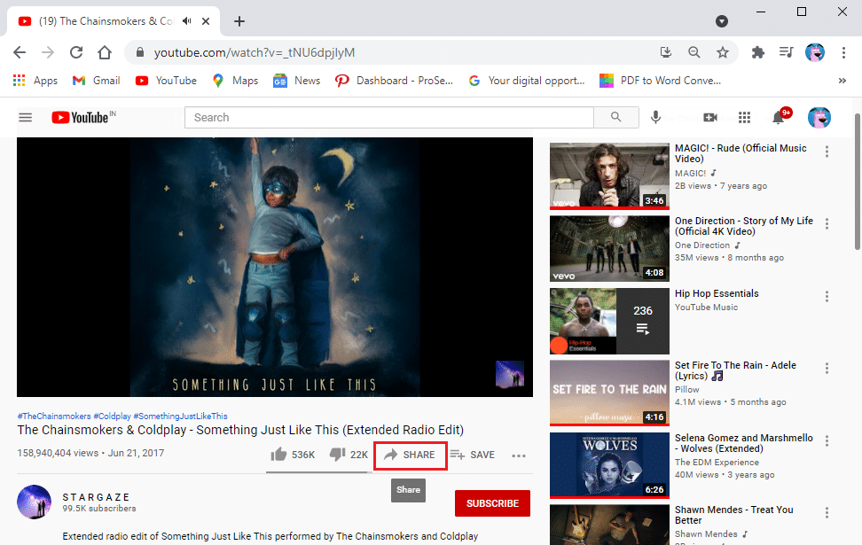 Click on the video and select the share button at the bottom | How to download YouTube videos in Laptop/PC