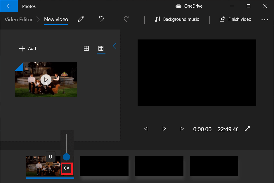 Click on the volume icon in the Storyboard and lower it down to zero.