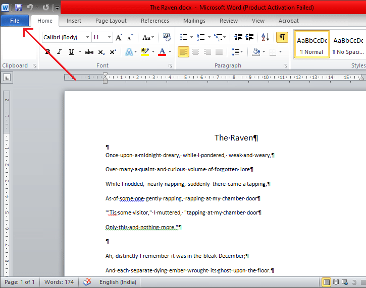 Click on the ‘File’ menu located in the top-left corner