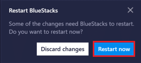 Click on the ‘Restart Now’ button