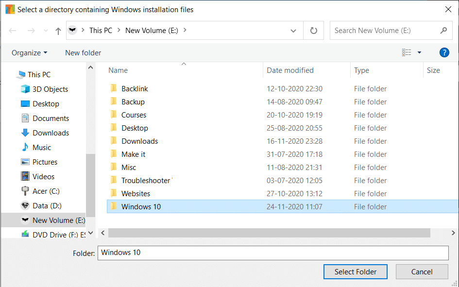 Click on the ‘Select Folder’ button to import the files