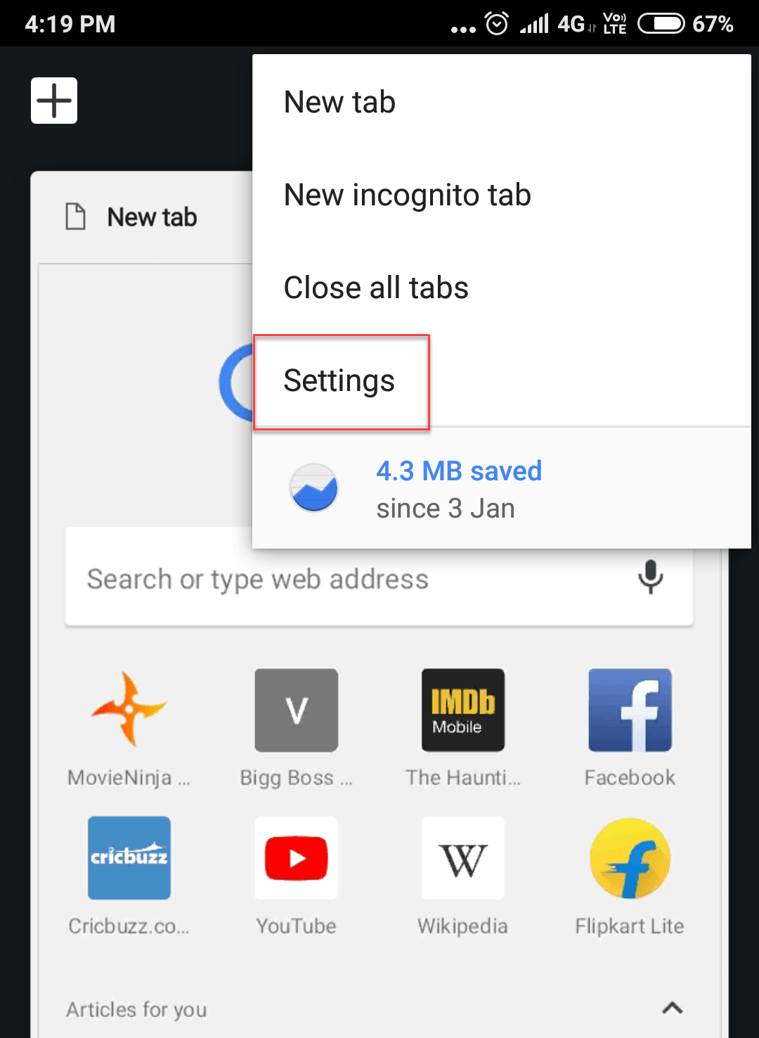 Click on three dots to open the Chrome menu and select Settings