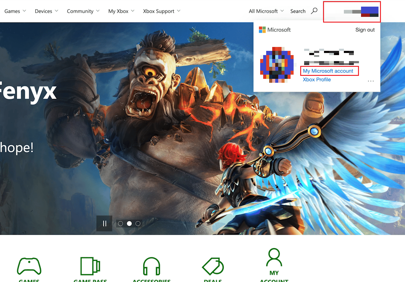 Feu clic a la icona del vostre perfil - El meu compte de Microsoft | Com puc canviar el meu compte de Xbox One de fill a pare