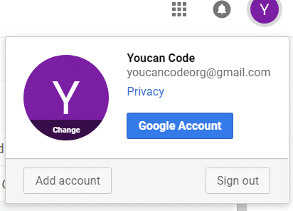 Click on your profile picture and then ‘Google Account’ to open your google account