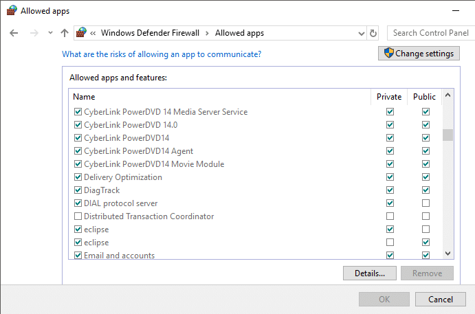 Click on ‘Change settings’ button in the new window