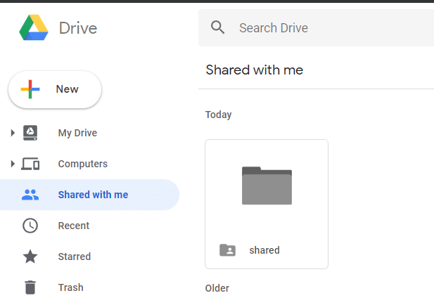 Click on ‘Shared with me’ from the left pane of your main account