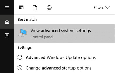 Click on ‘View advanced system settings’.