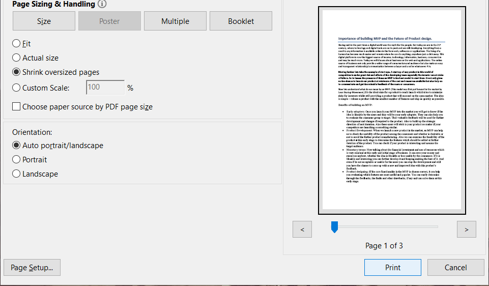 Click the Print button and see if you're able to print the PDF file as an image