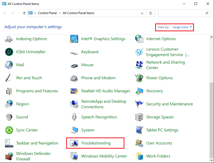 Click the Troubleshooting icon from the given list. Fix Windows 10 Volume Control Not Working
