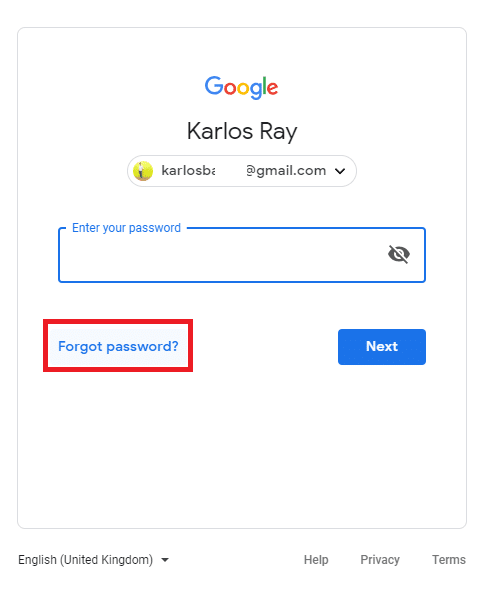 Click the “Forget password” link