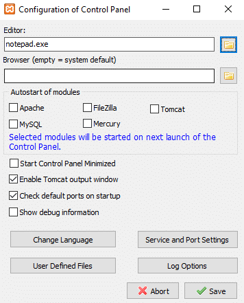 Clicking on Config button, a dialog box will appear | Install And Configure XAMPP on Windows 10