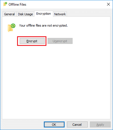 Configure Windows Offline Files Encryption Settings