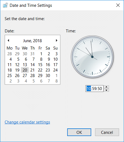 Configure the date and time accordingly