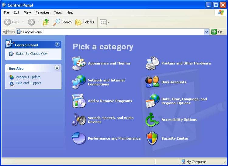 Control Panel will open up in Windows XP | How to Open Control Panel in Windows XP