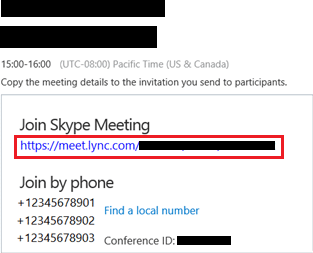 Копирайте връзката Присъединете се към Skype среща