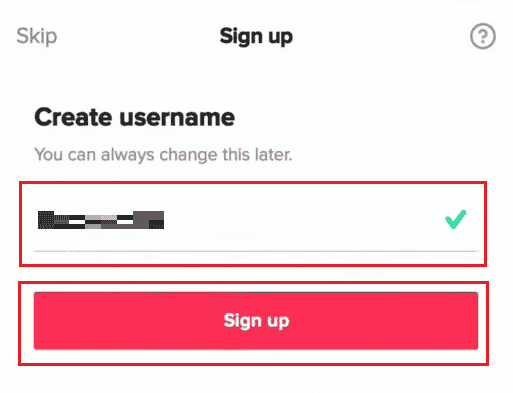 Create username and tap on Sign up
