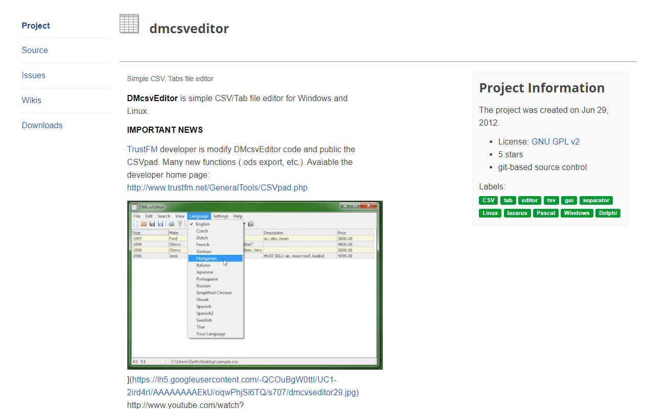DMcsvEditor CSV Editor