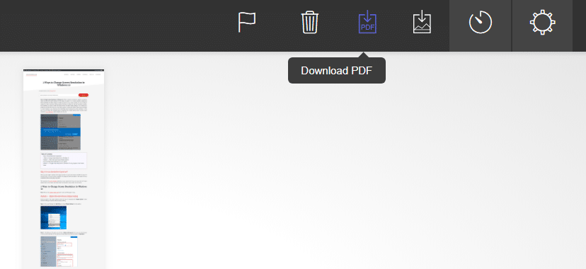 Decide if you want to save it as pdf or image and click on the relevant icon