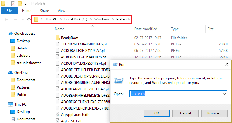 Delete Temporary files in Prefetch folder under Windows
