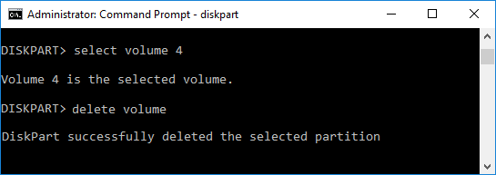 Delete a Volume or Drive Partition in Command Prompt