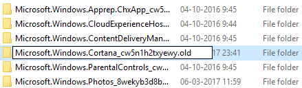 Delete or rename the folder Microsoft.Windows.Cortana_cw5n1h2txyewy