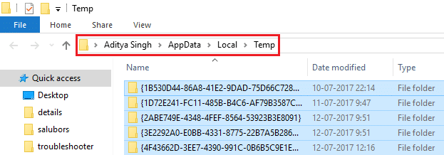 Delete the Temporary files under Temp folder in AppData