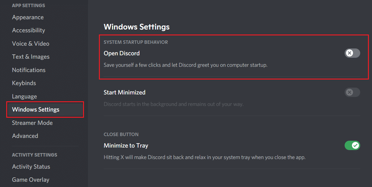 Disable Auto-run of Discord on Windows Startup using Discord Settings