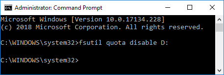 Disable Disk Quotas in Command Prompt