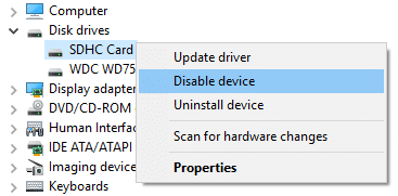 Disable SD Card and then re-enable it