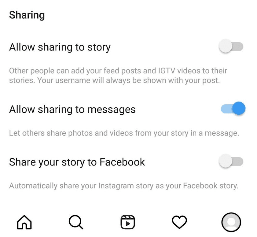 Disable Sharing Posts to Stories