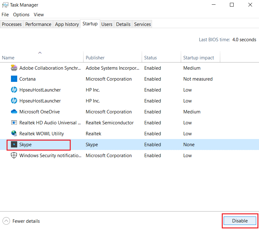 Disable task in Task Manager Start-up Tab
