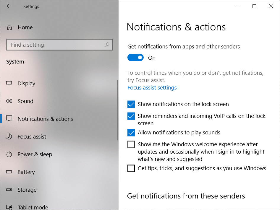Disable the Windows 10 tips