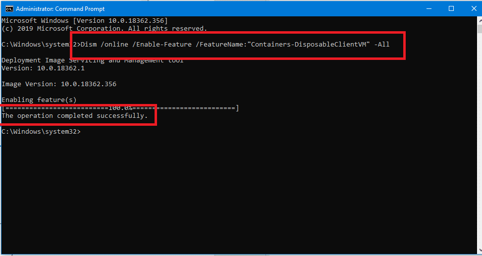 Dism online Enable-Feature FeatureNameContainers-DisposableClientVM -All | Enable or Disable Windows 10 Sandbox
