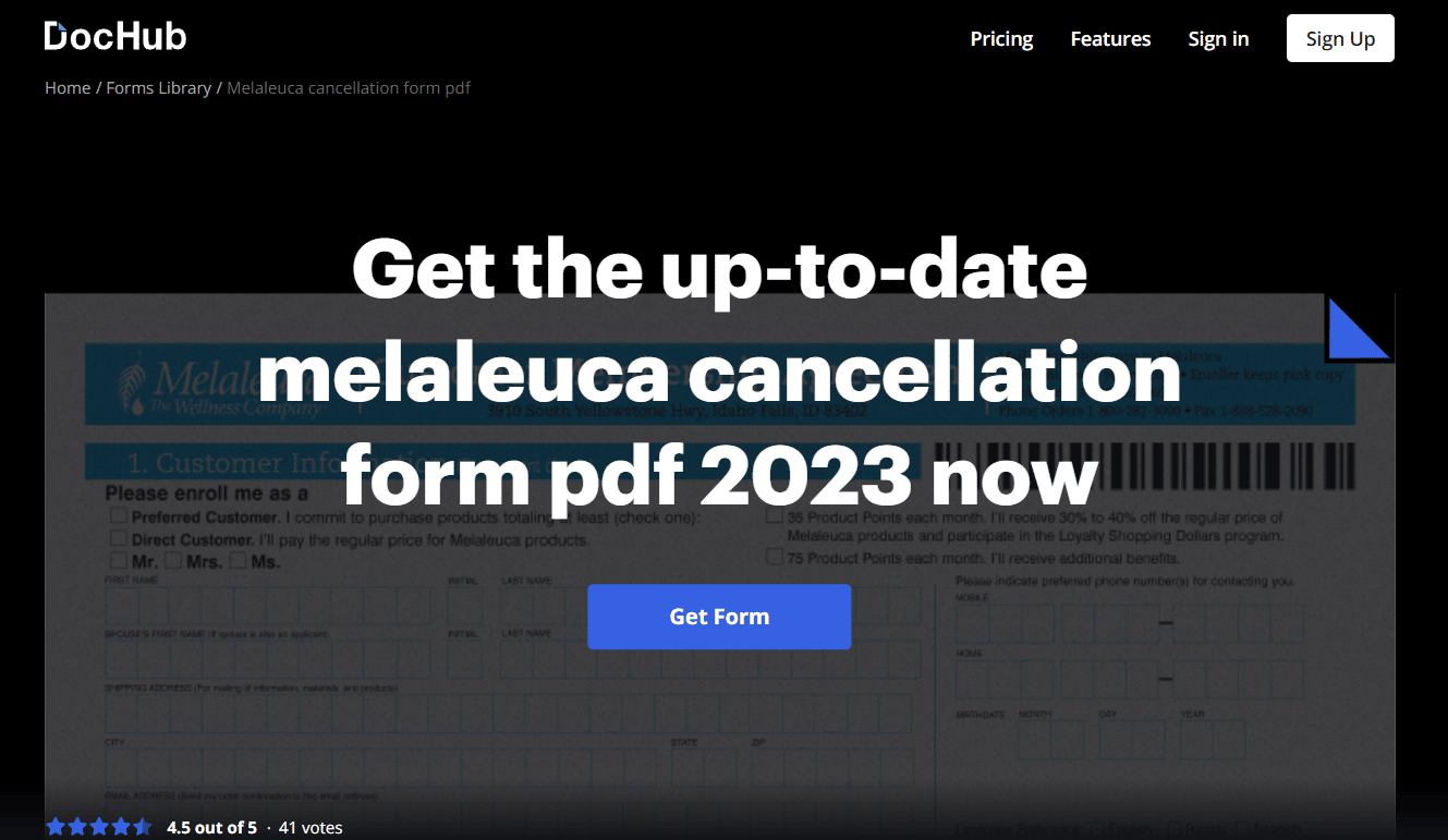 Dochub Melaleuca cancellation form pdf | How to Cancel Melaleuca Subscription