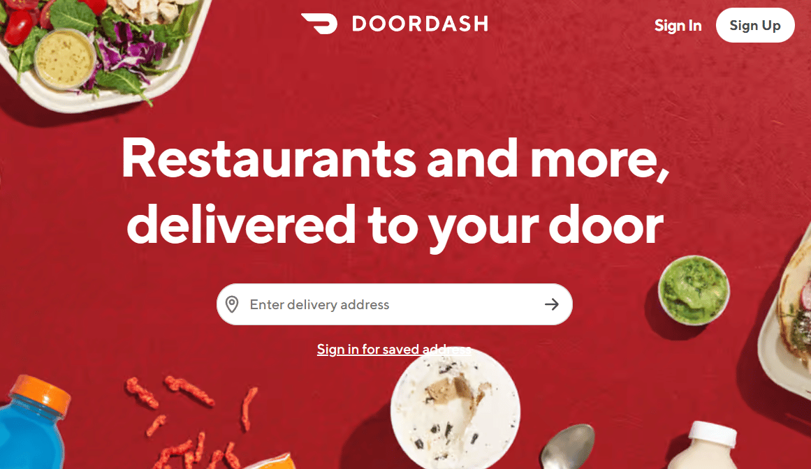 DoorDash Website Home Page