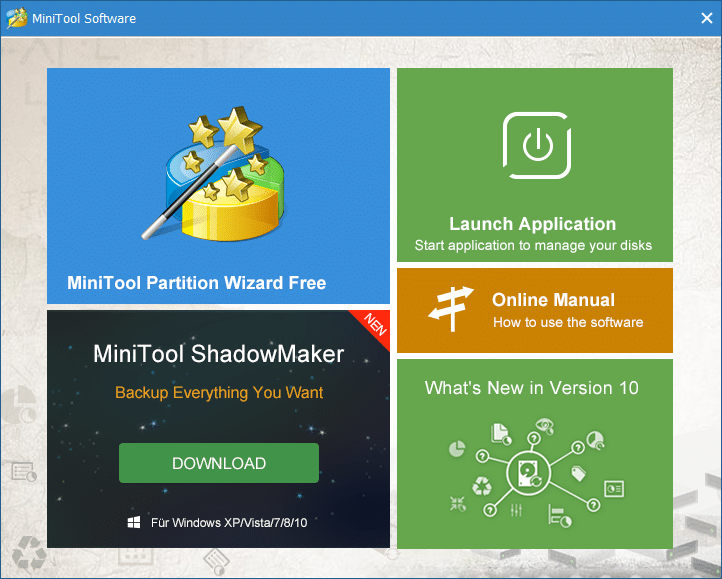 Double-click on the MiniTool Partition Wizard application then click on Launch Application