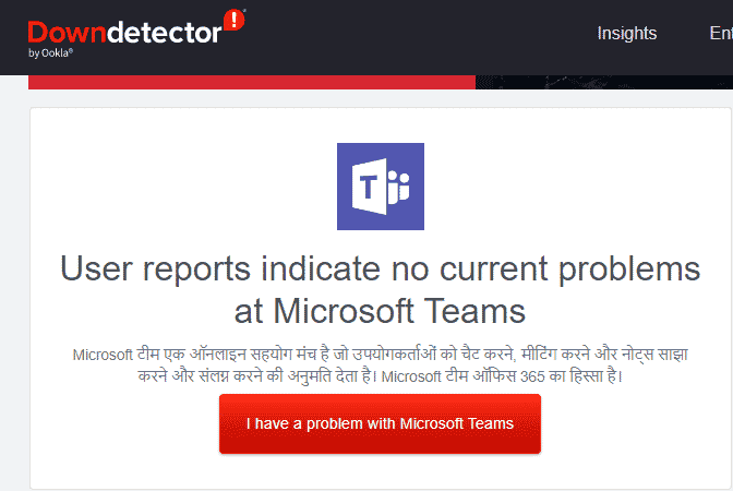Downdetector Teams servers status | Fix Microsoft Teams Crashing on Windows 10