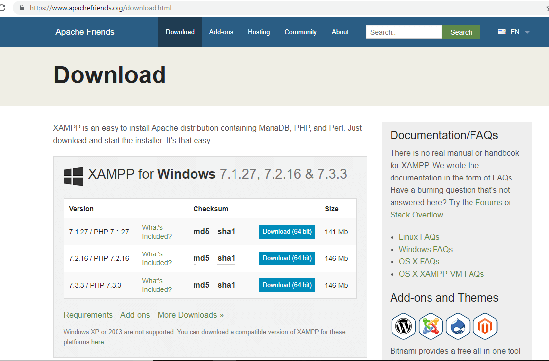Download XAMPP from official website Apache friends