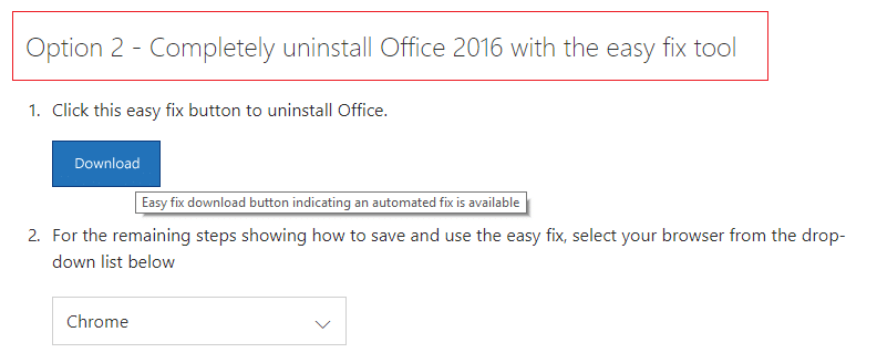 Загрузите инструмент fixit, чтобы полностью удалить Microsoft Office