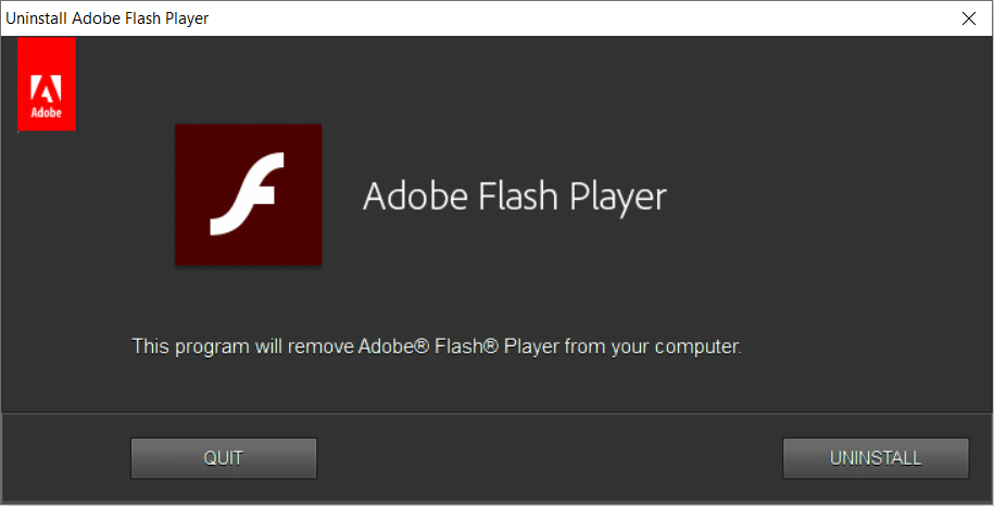 Download official Adobe Flash Player Uninstaller | Fix Error loading player: No playable sources found