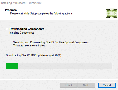 Downloading of the components will start