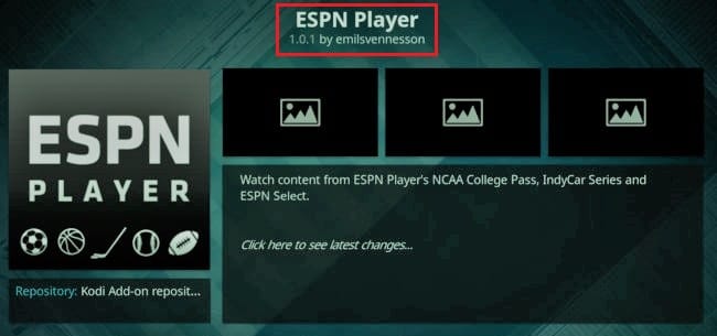 ESPN player kodi add on third party image