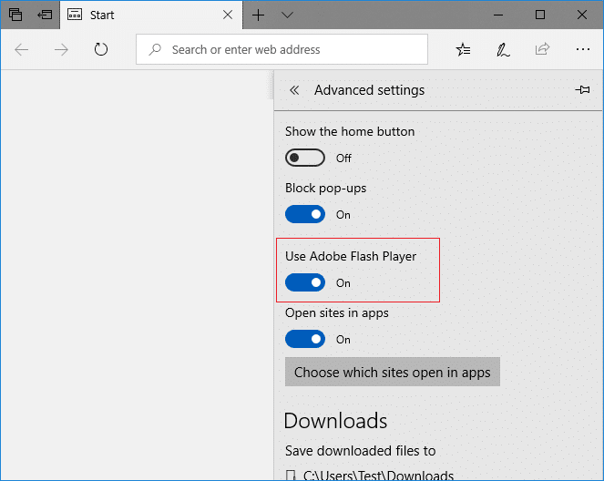 Enable Adobe Flash Player on Microsoft Edge