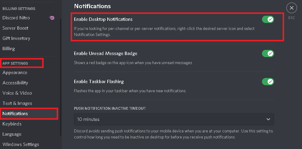 Discord Enable Desktop Notifications in Notifications window. Fix Discord Notifications Not Working